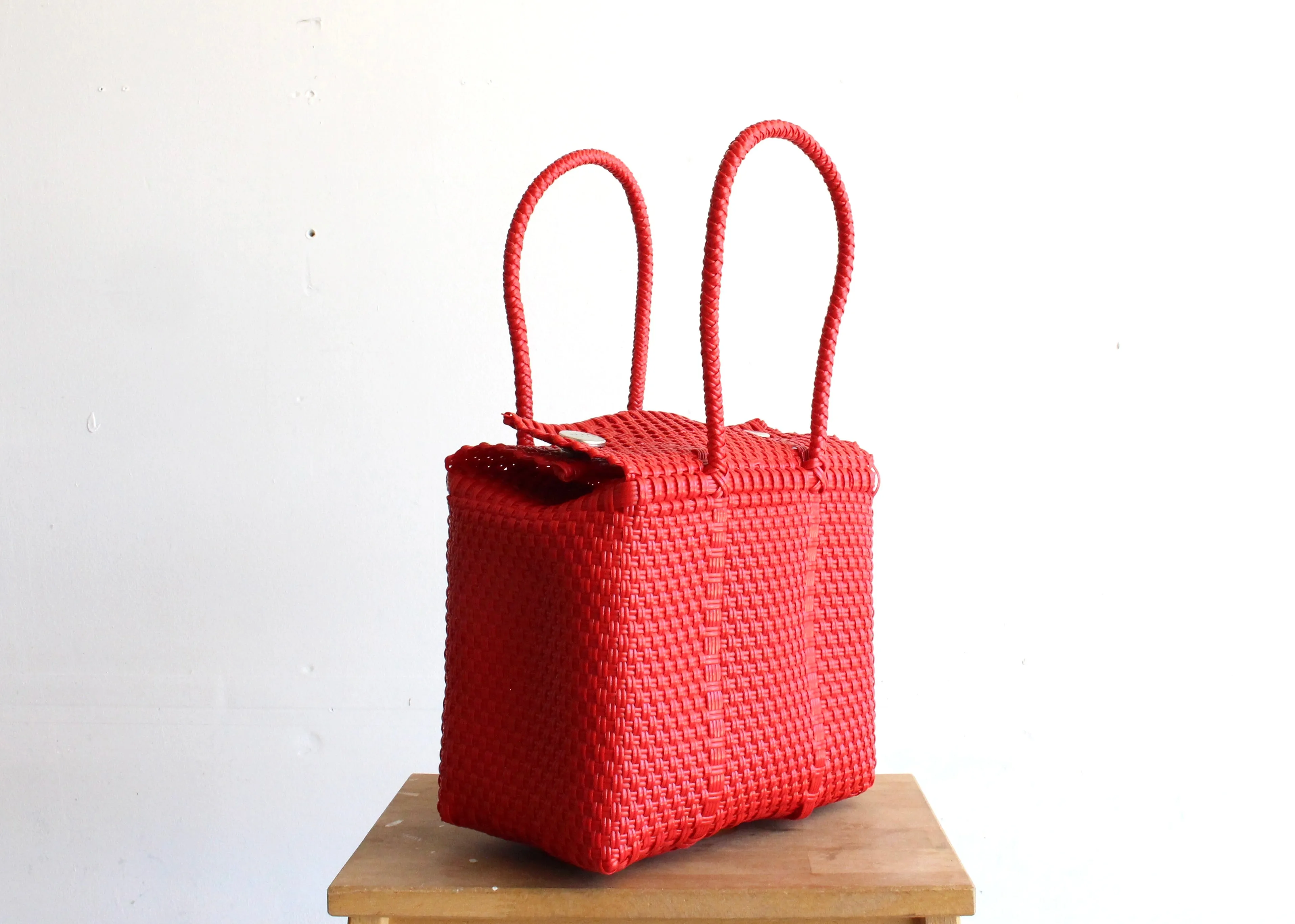 Red Handwoven Handbag by MexiMexi