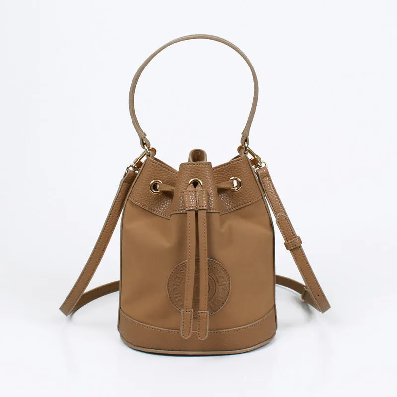 rio shoulder beige bucket bag