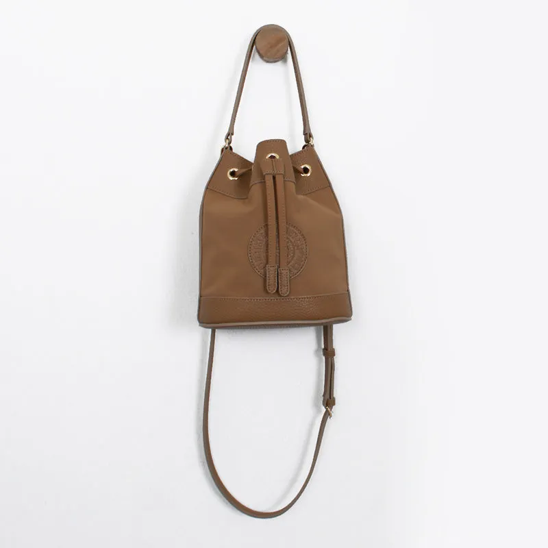 rio shoulder beige bucket bag