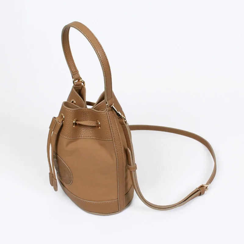 rio shoulder beige bucket bag