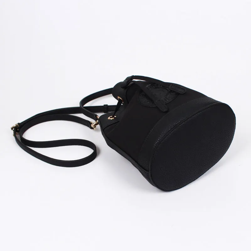 rio shoulder black bucket bag