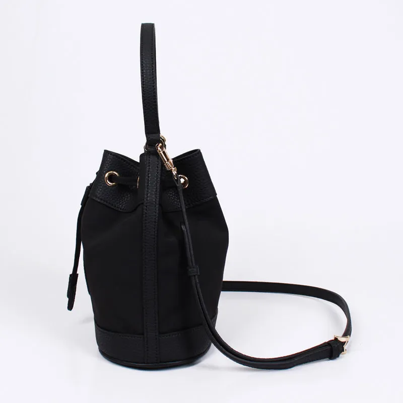 rio shoulder black bucket bag