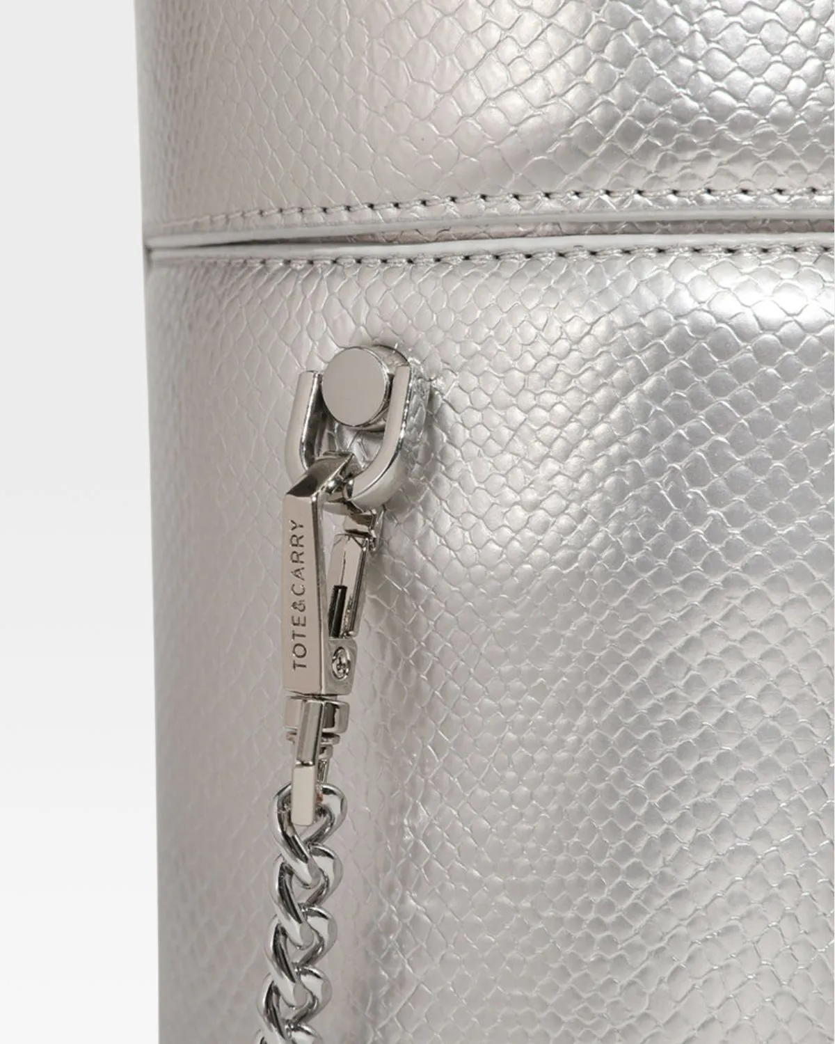 Silver Faux Python Mini Barrel Purse