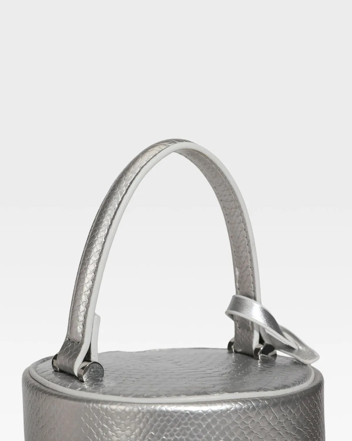 Silver Faux Python Mini Barrel Purse