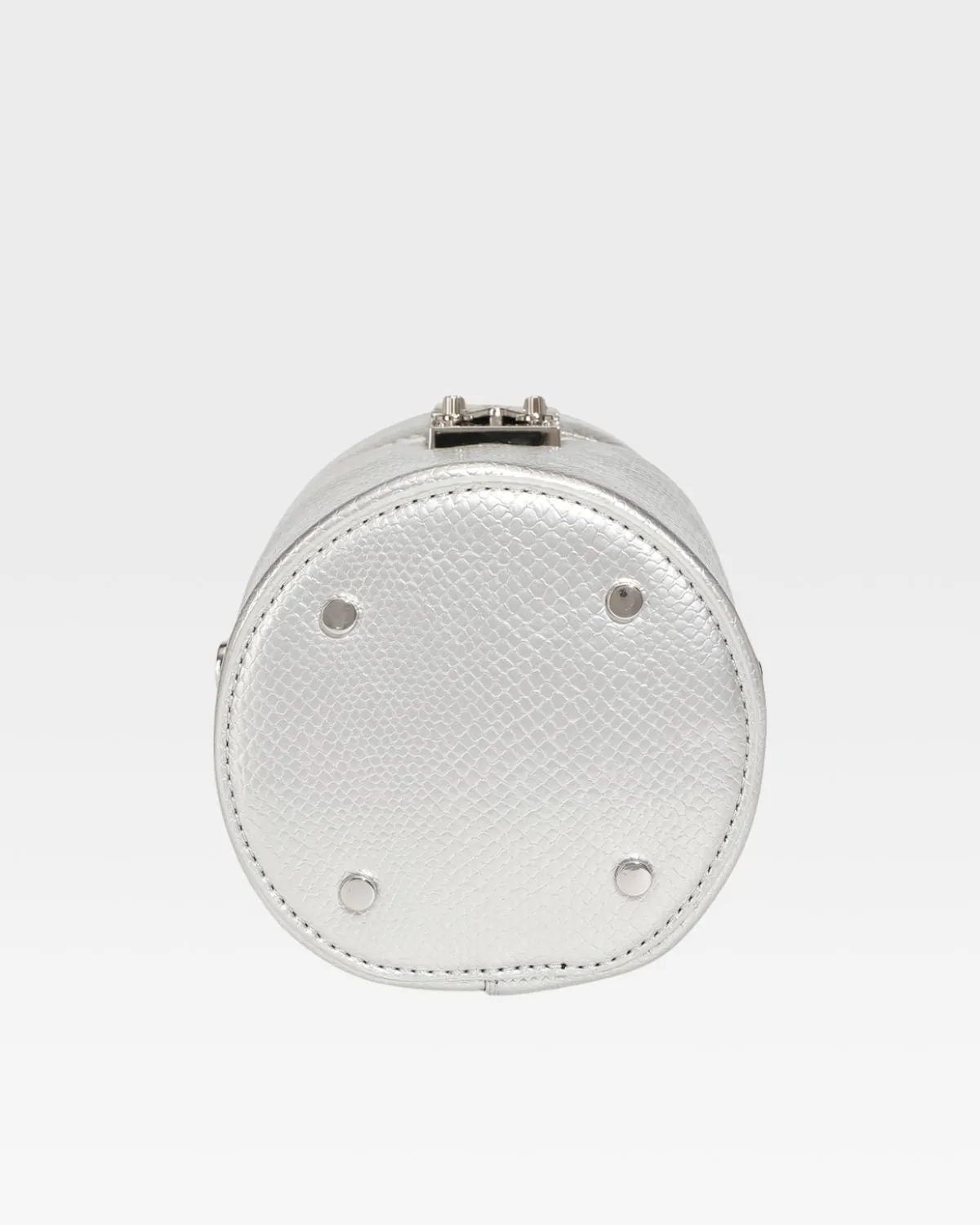 Silver Faux Python Mini Barrel Purse