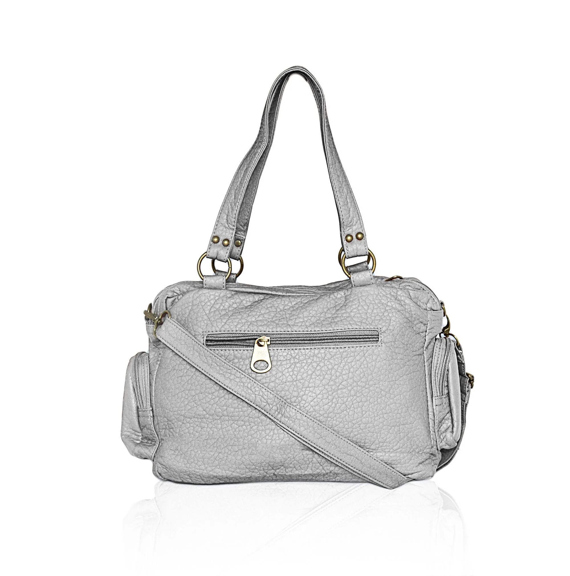 Silver Soft Barrel Shoulder Bag