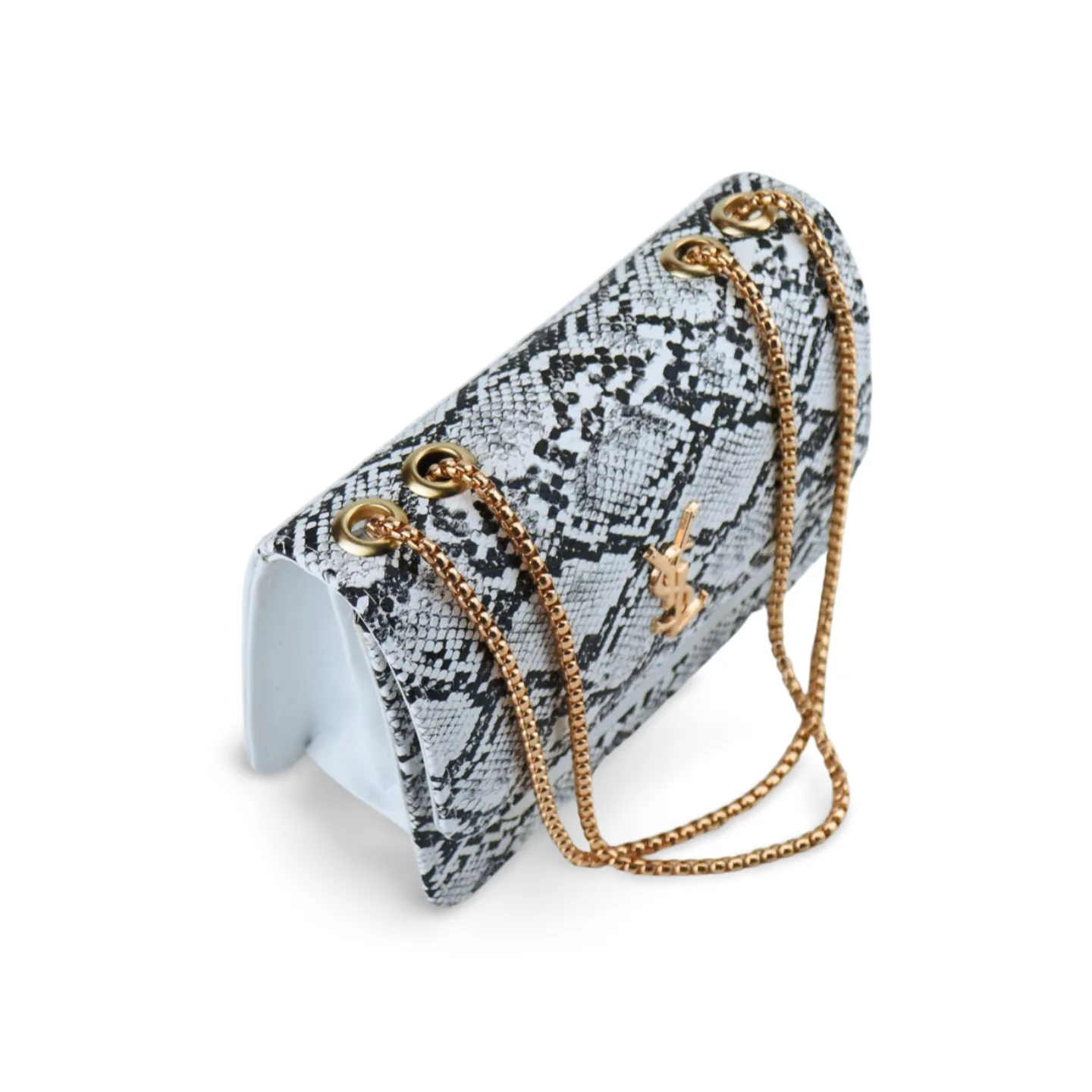 Snake Print Crossbody Purse with Gold Chain