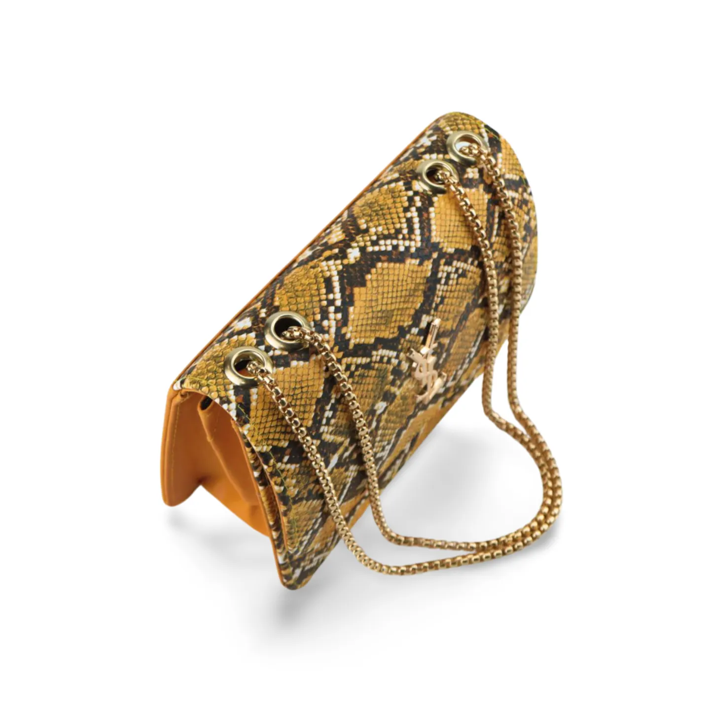 Snake Print Crossbody Purse with Gold Chain