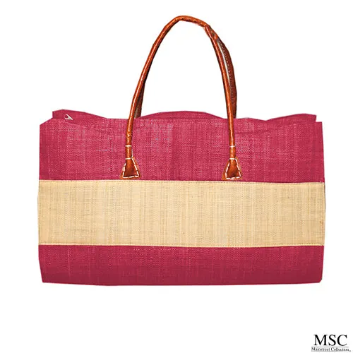 Striped Straw Tote Bag