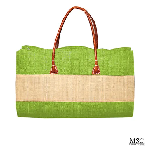 Striped Straw Tote Bag