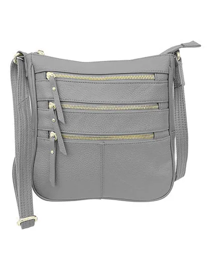 Triple Zipper Leather Crossbody CCW Purse