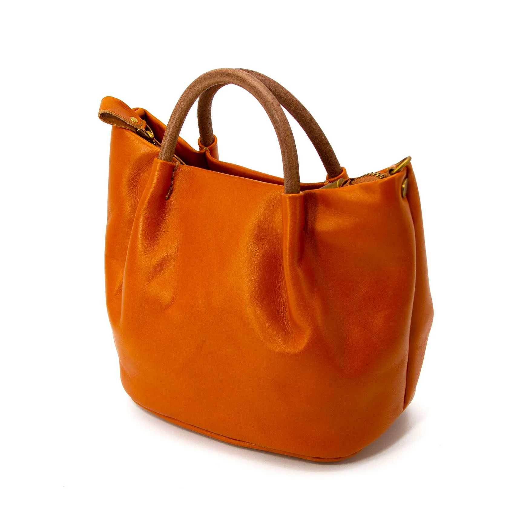 Vegetable-Tanned Leather folds bucket bag,Italian Leather Bag-i7bags