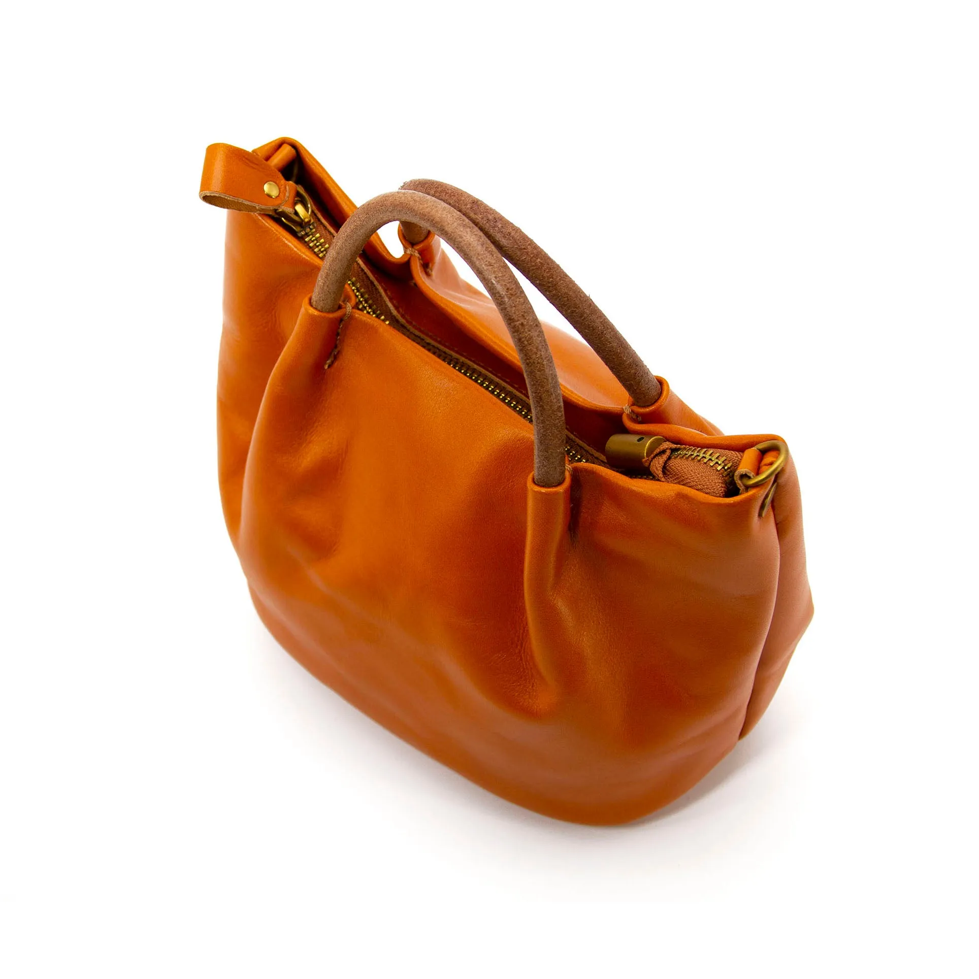 Vegetable-Tanned Leather folds bucket bag,Italian Leather Bag-i7bags