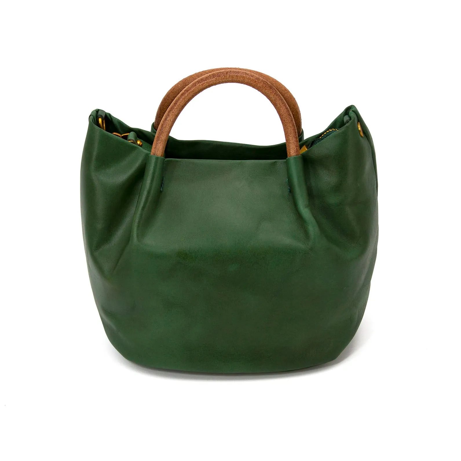 Vegetable-Tanned Leather folds bucket bag,Italian Leather Bag-i7bags