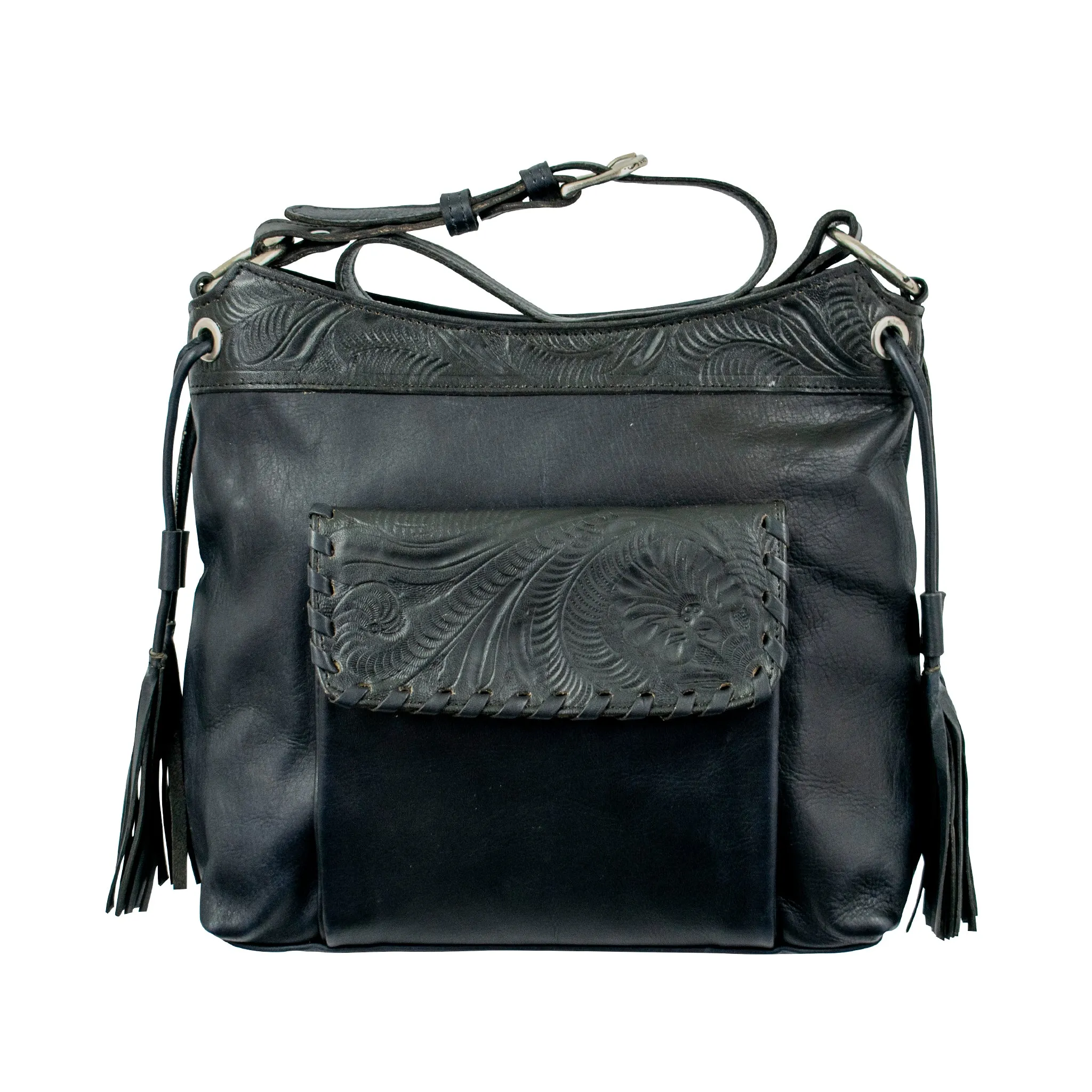 Waxed Leather Zip-Top Shoulder Bag