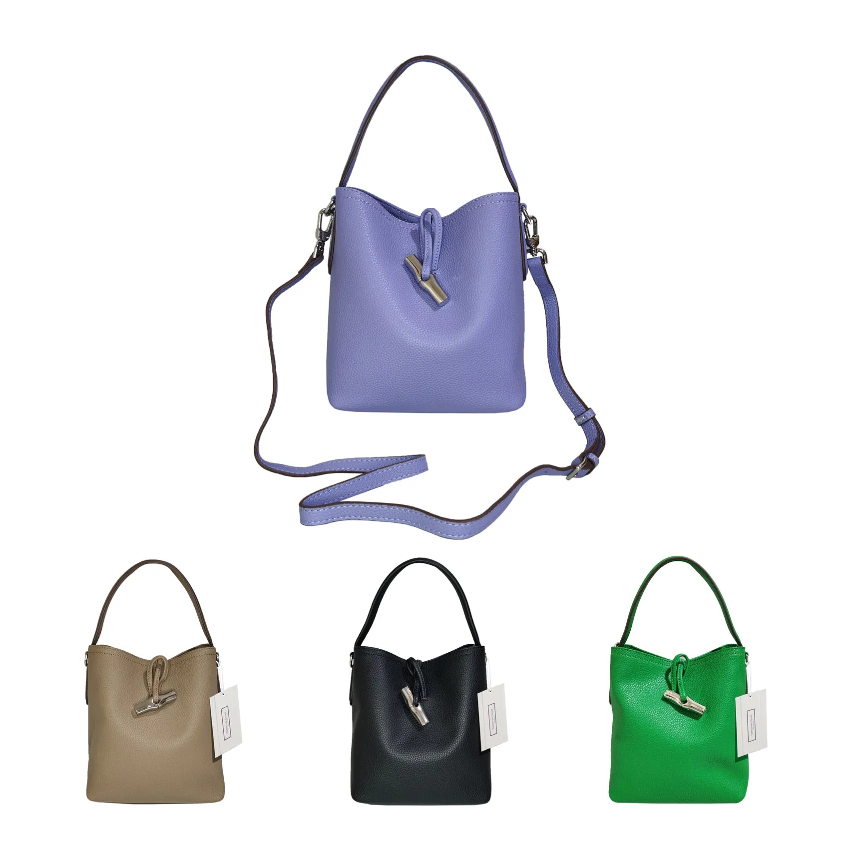 Women's genuine cowhide leather bucket bag V2