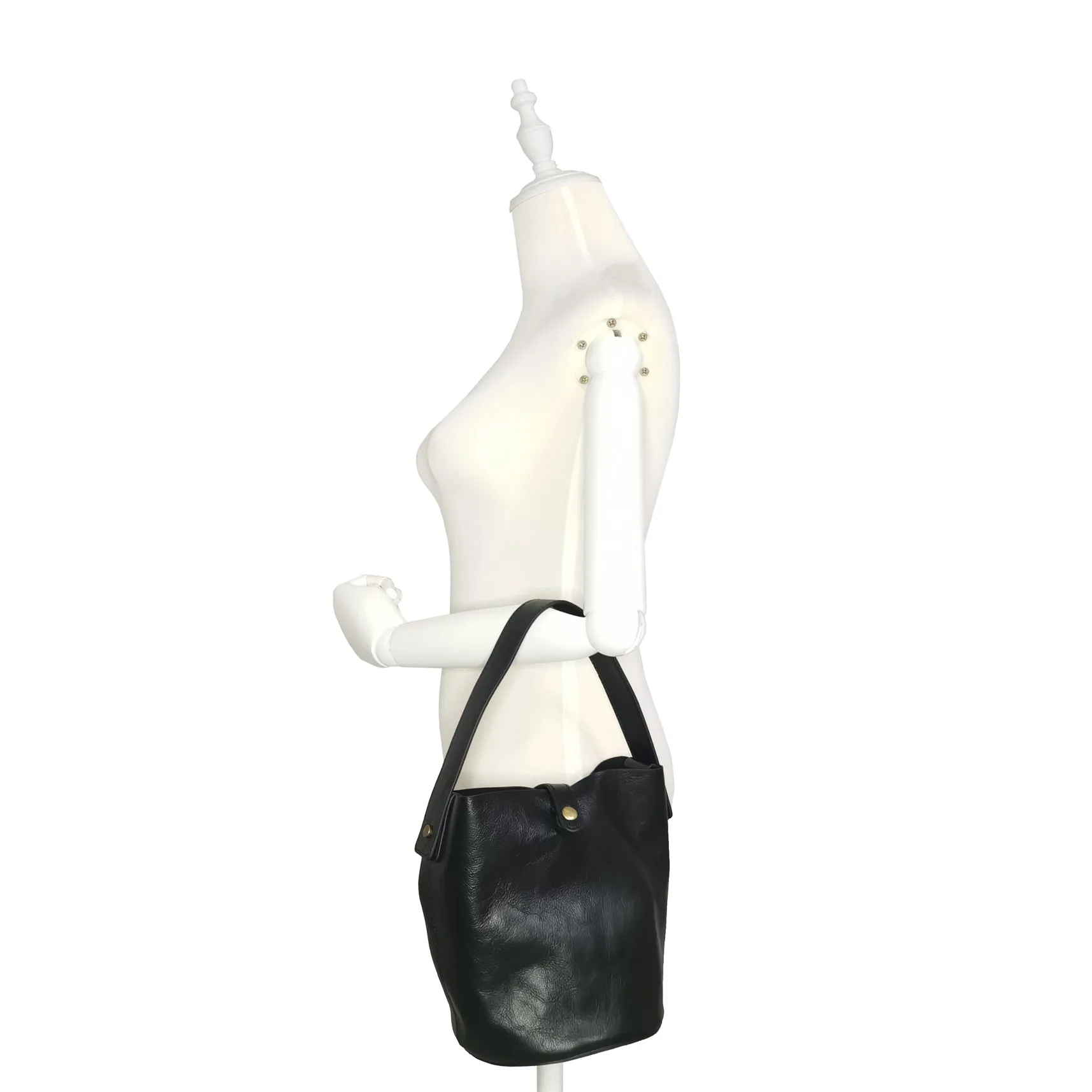 Women's genuine cowhide leather bucket bag V3