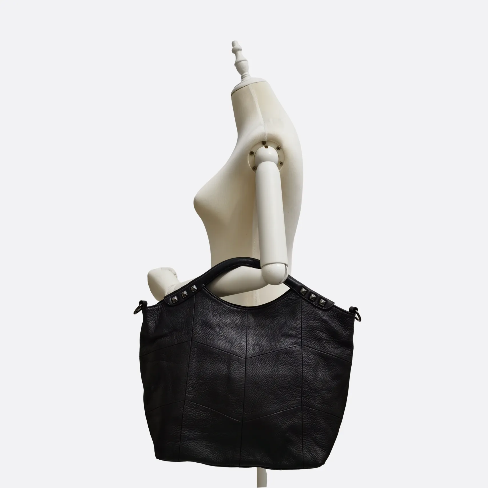 Women's genuine cowhide leather rivet bucket bag