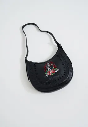 Black Womens Pantha Pin Shoulder Bag - Stylish and Functional