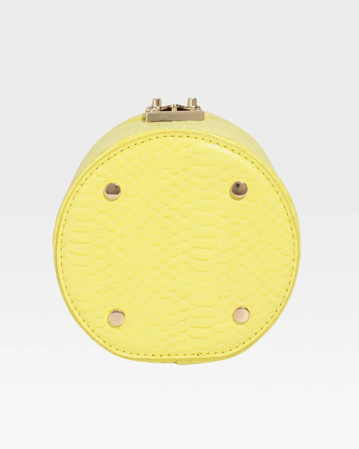 Yellow Faux Python Mini Barrel Purse