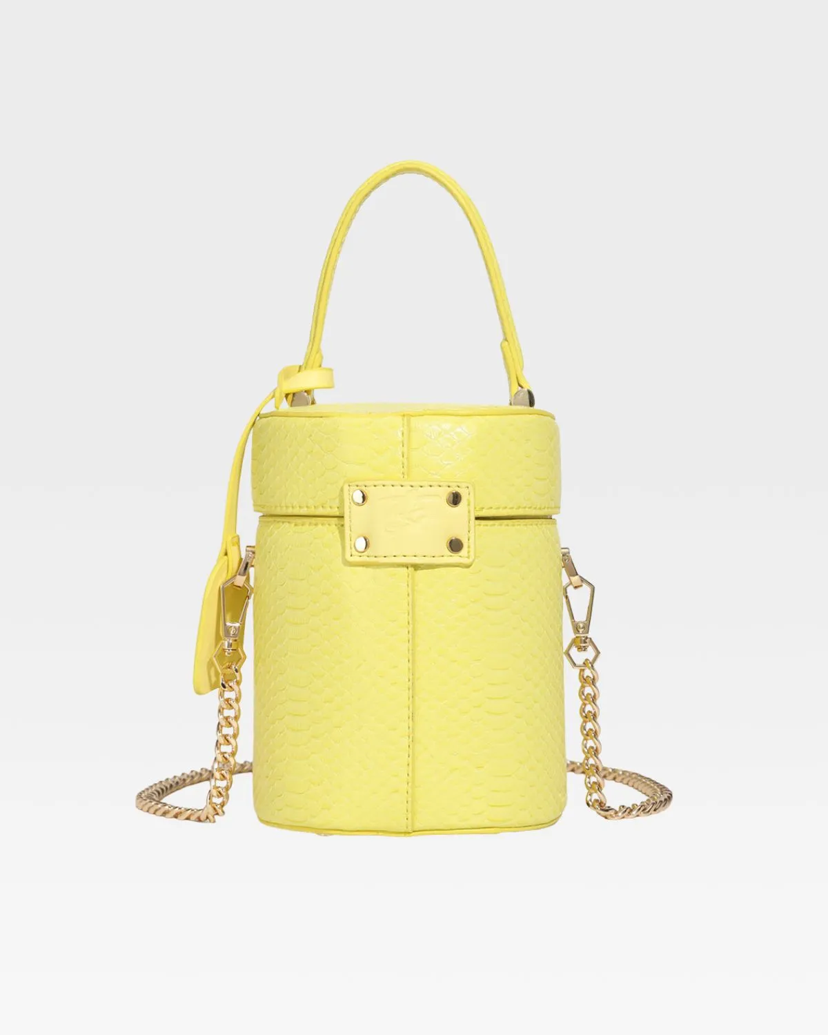 Yellow Faux Python Mini Barrel Purse