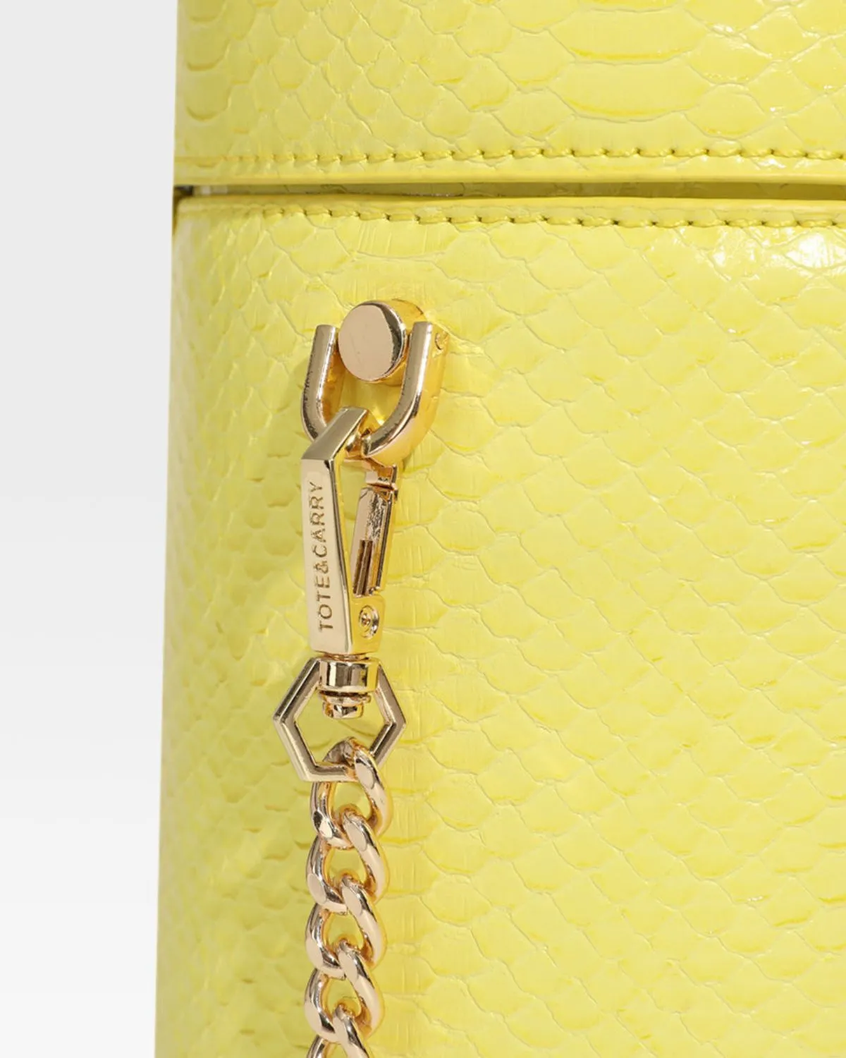 Yellow Faux Python Mini Barrel Purse