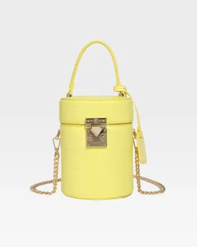 Yellow Faux Python Mini Barrel Purse