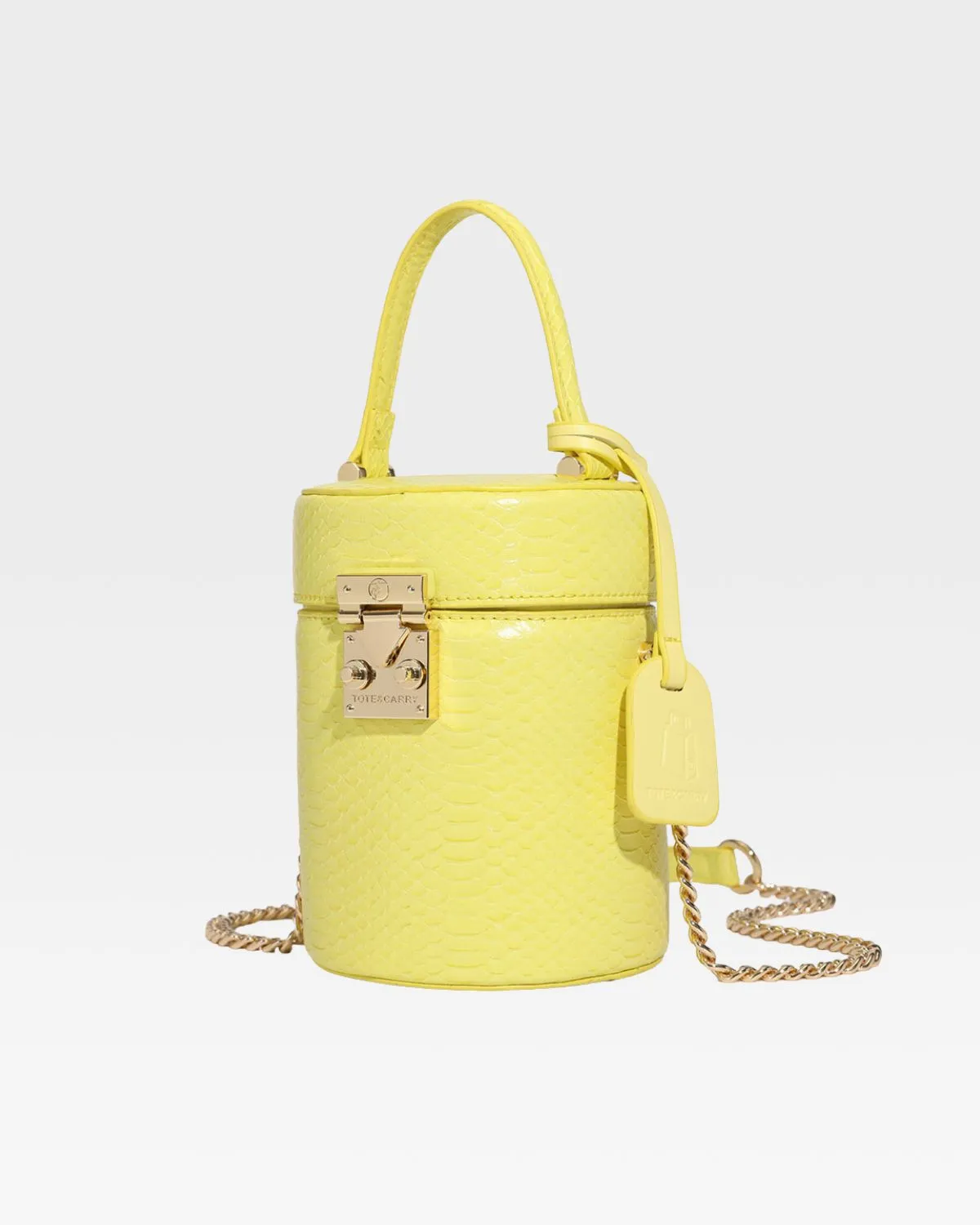 Yellow Faux Python Mini Barrel Purse