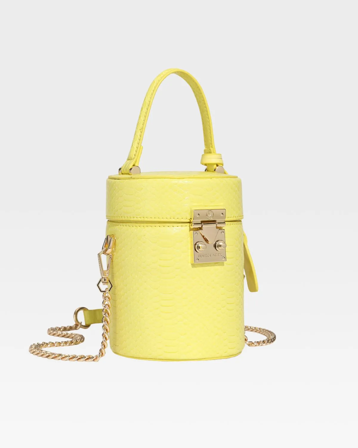 Yellow Faux Python Mini Barrel Purse